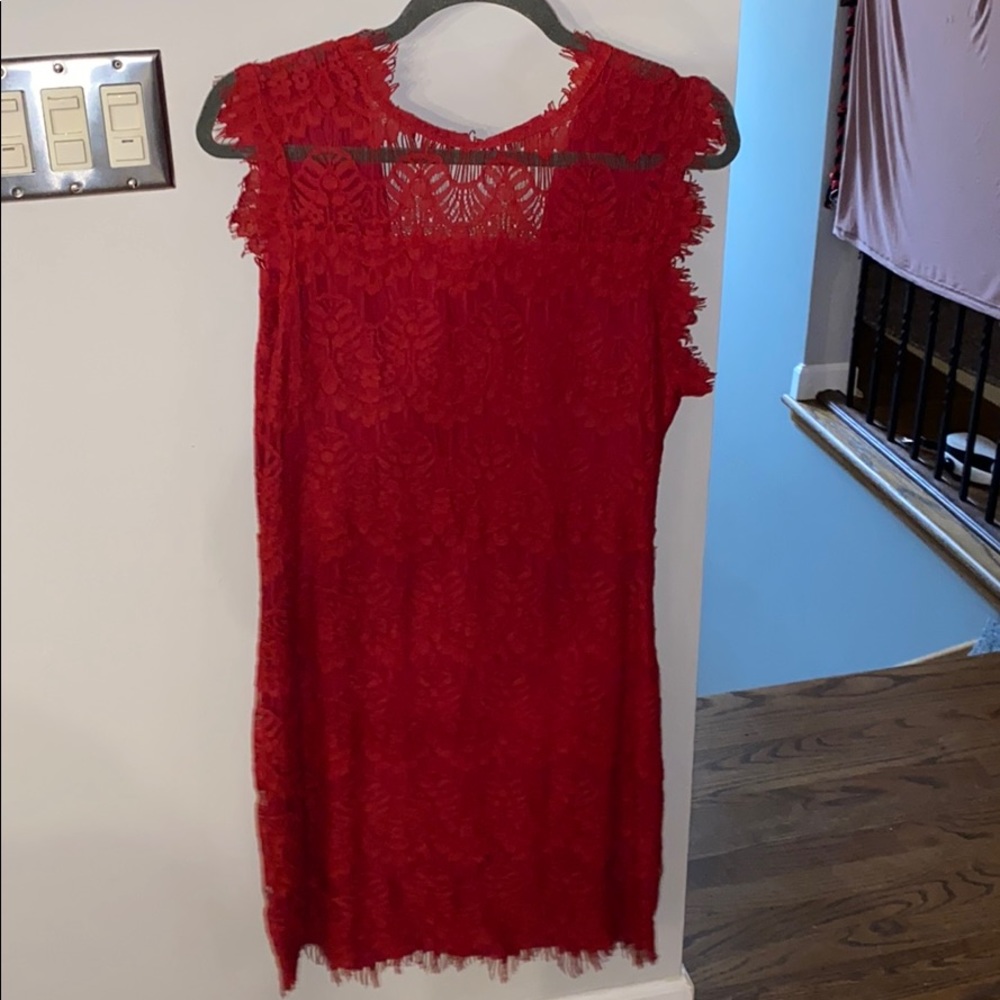 Deep Red Embroidered Dress